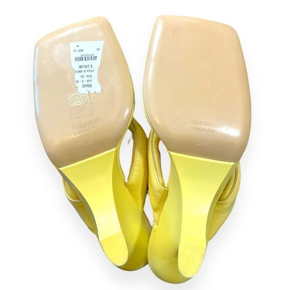 GIA BORGHINI Puffy Leather Square Toe Sandals Butter Yellow Womens Size 39 - Picture 11 of 11